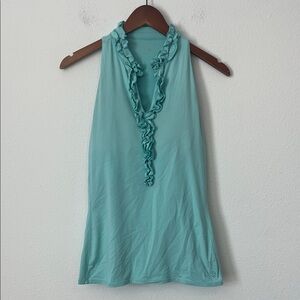 LILLY PULITZER Luxletic Blue Ruffle Padded Tank Top